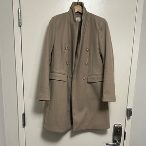 Loft Double-Breasted Coat in Taupe